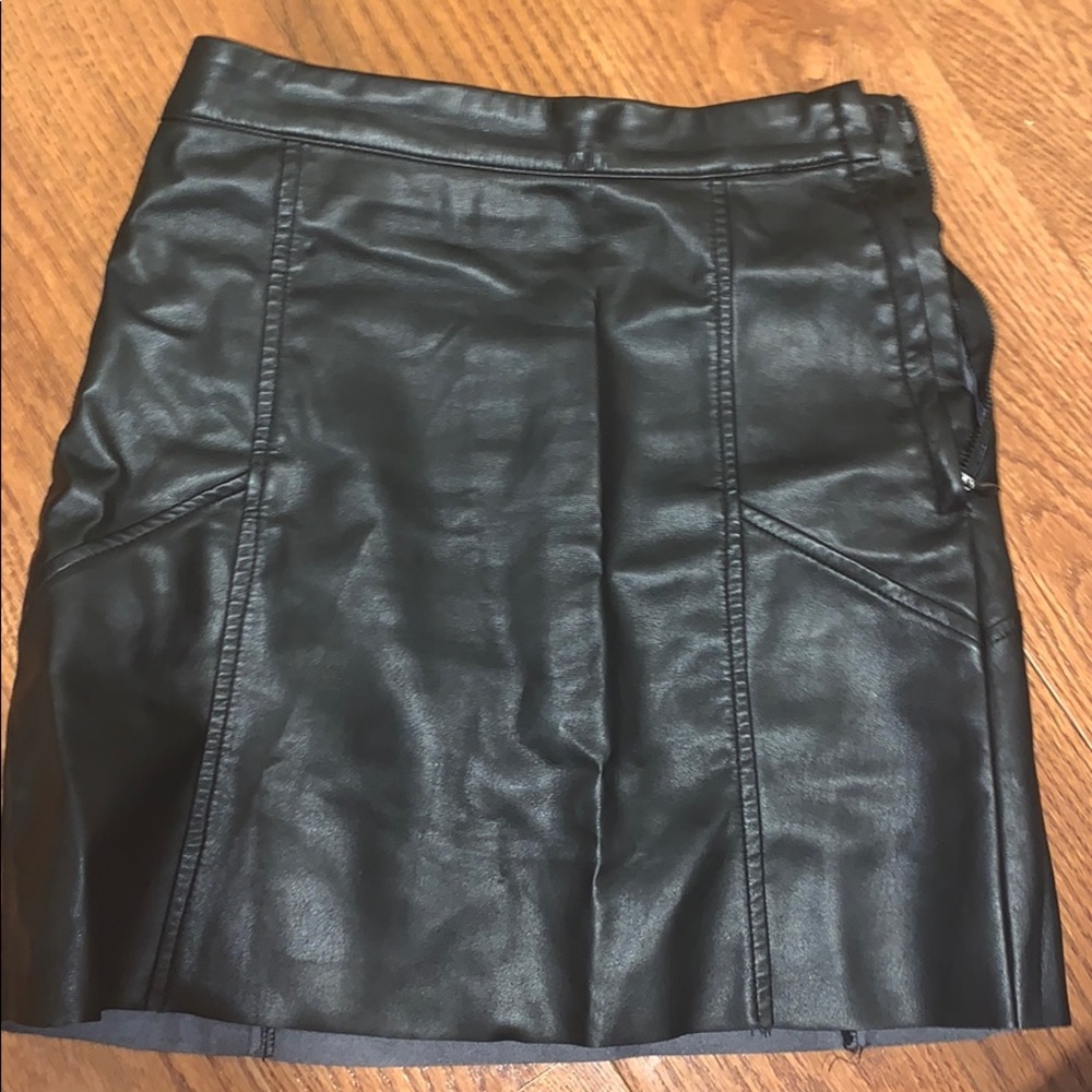 Leather black skirt